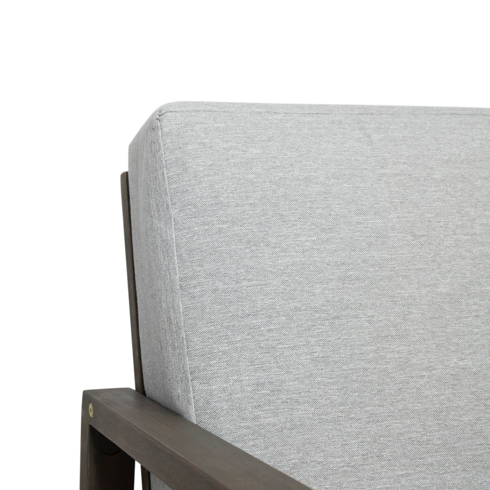 Silla Outdoor Acacia Wood Club Chair with Cushion, Gray/Light Gray