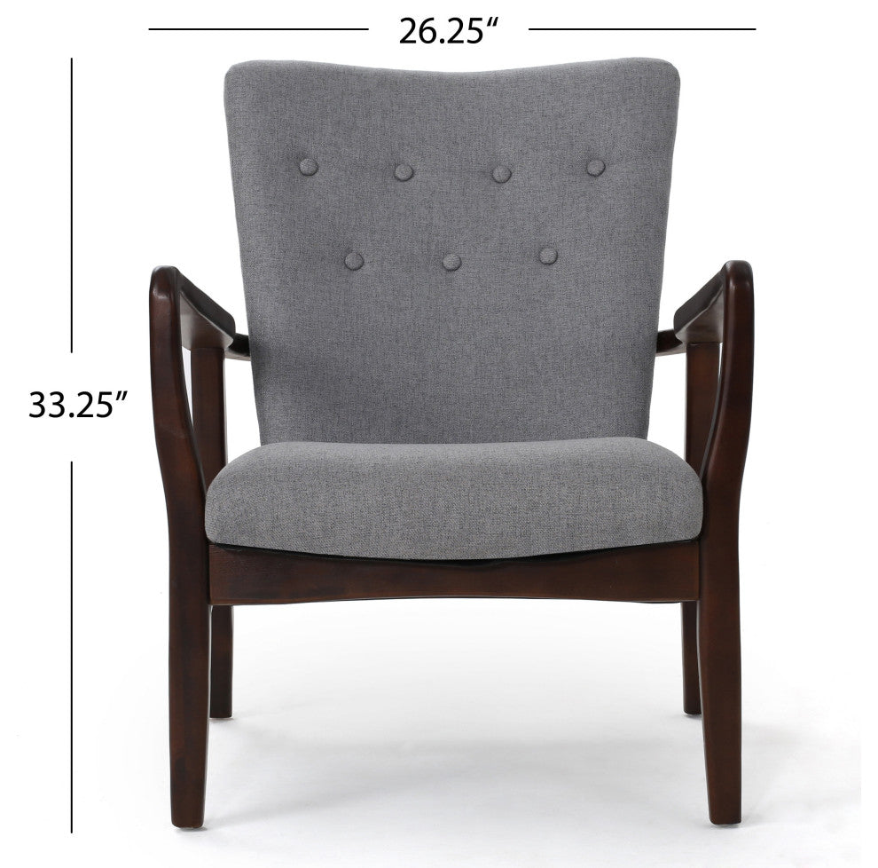 GDF Studio Suffolk French Style Fabric Arm Chairs, Gray, Set of 2