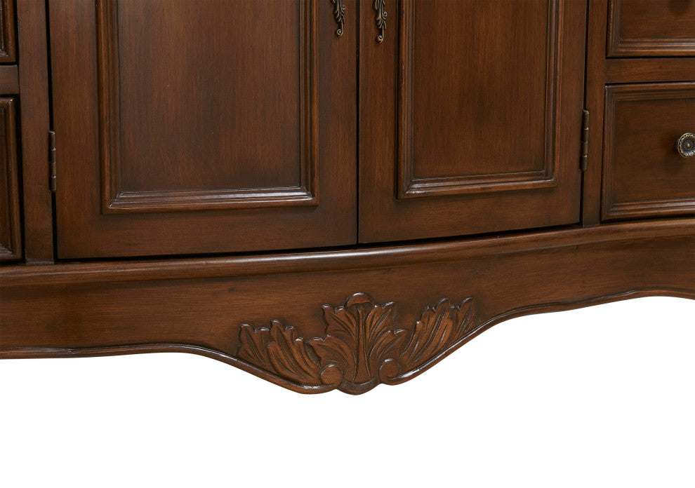 48" Single Bathroom Vanity, Teak Color With ivory white engineered marble, 48