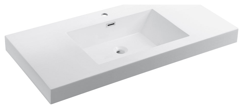 Dowell 18" FTB Resin Bathroom Vanity Basin, White, 48wx18dx6h Single