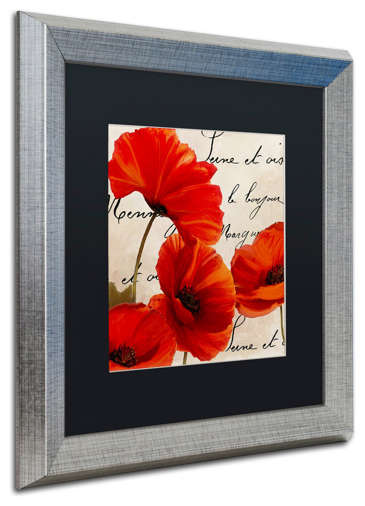 Color Bakery 'Coquelicots Rouge I' Art, Silver Frame, Black Matte, 16"x16"