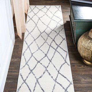 Illi Moroccan Diamond Trellis Ivory/Gray 2 ft. x 8 ft. Runner Rug