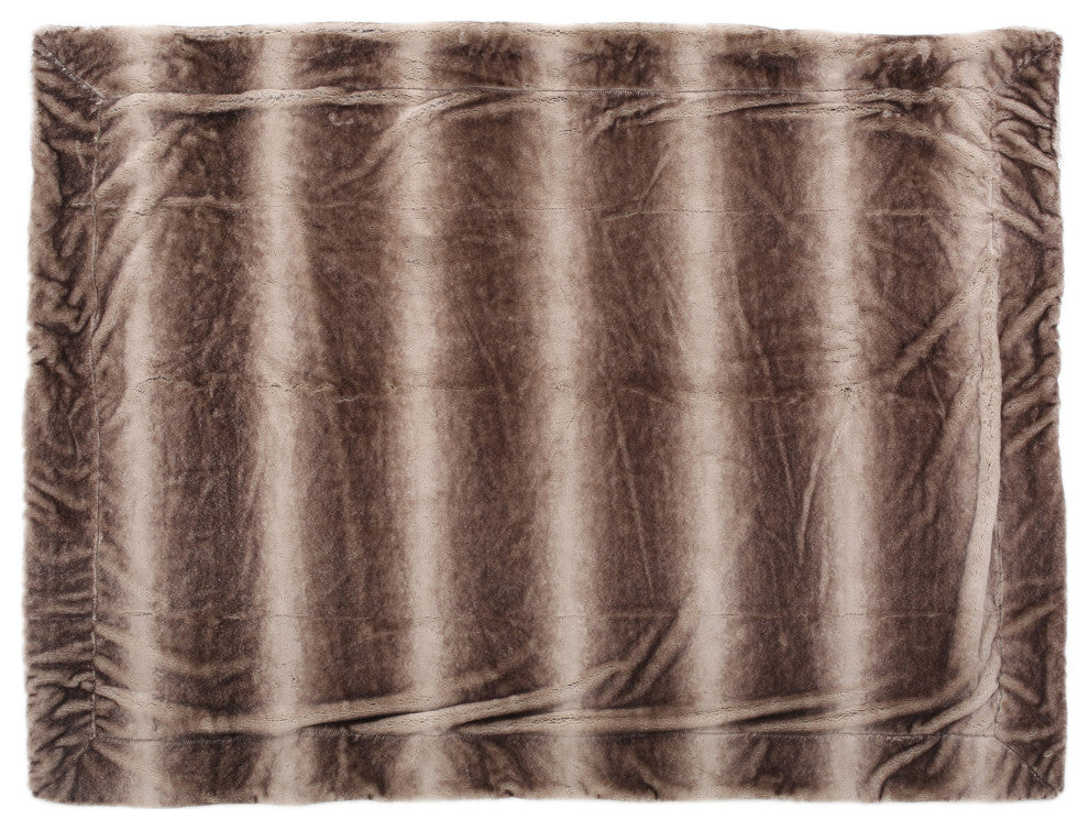 Tuscan Faux Fur Throw Blanket, Oak Brown Stripes