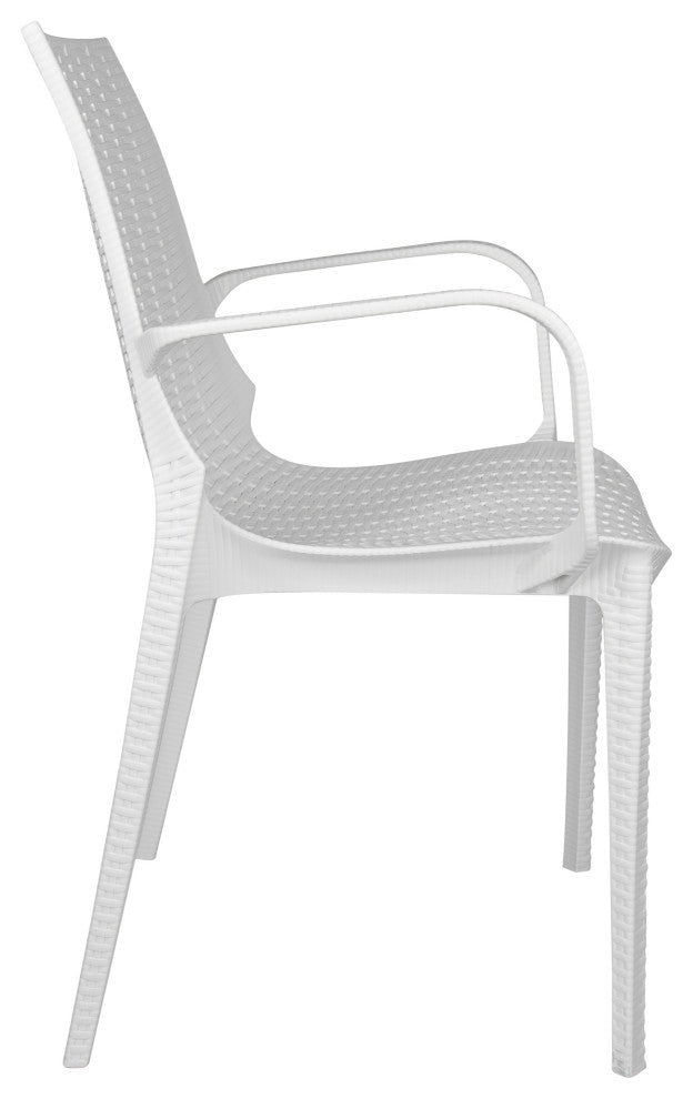 Kent Modern Stackable Outdoor Dining Arm Chair, White