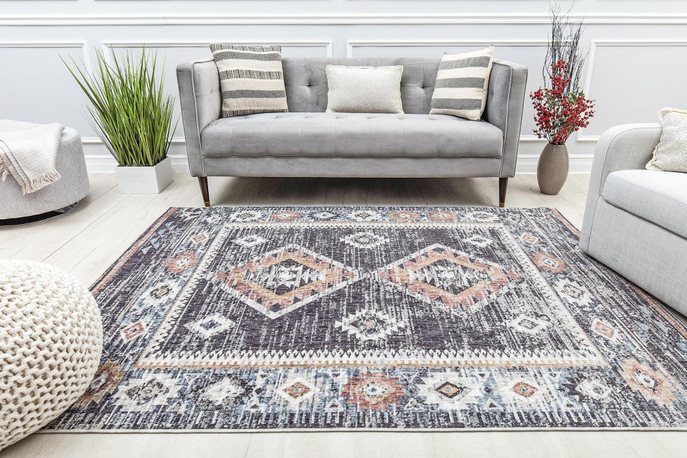 Jade Baltic Black Moroccan Tribal Black Recycled Area Rug, 8'0"x10'0"