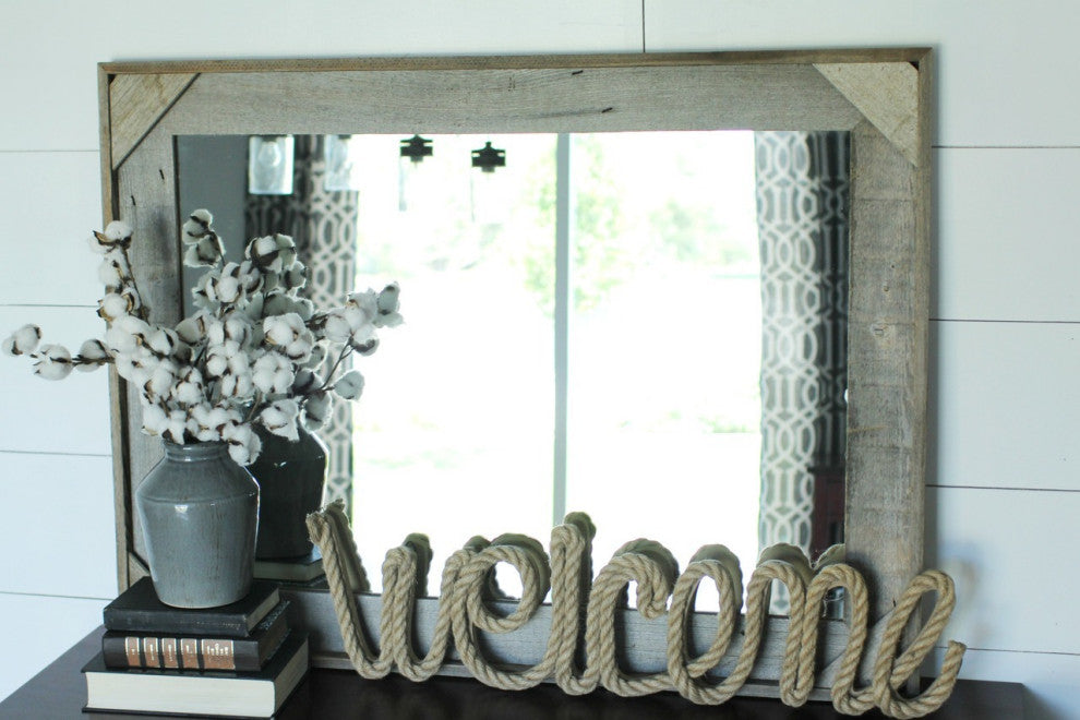 Rustic Mirror, Cornerblock Barnwood Style, 30"x42"