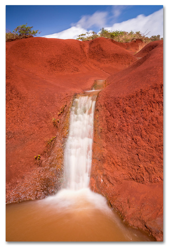 Pierre Leclerc ''Red Dirt Waterfall'' Canvas Art, 24x16