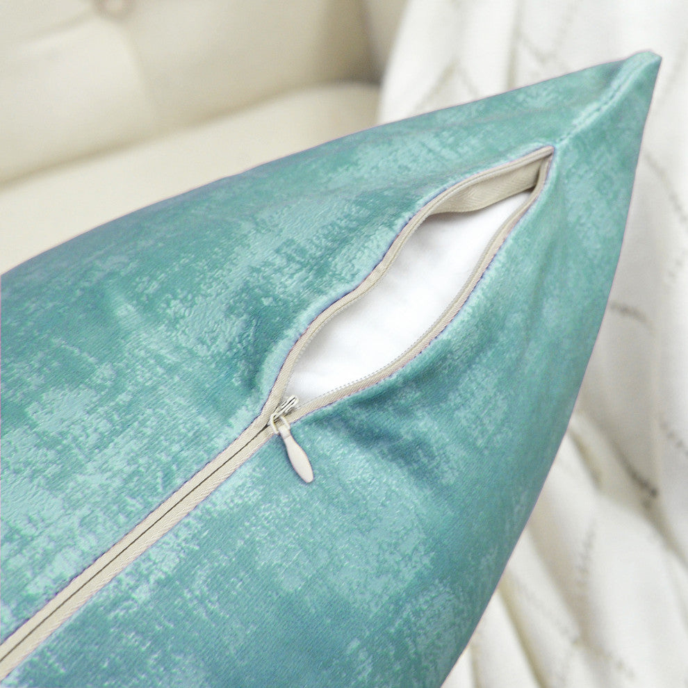 Serenta Textured Velvet Pillow Shell, Set of 4, North Sea