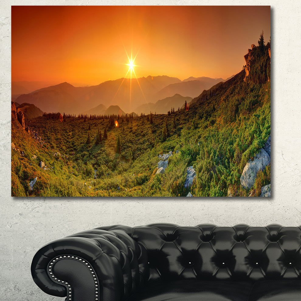 Summer in Mountains Panorama, Oversized Abstract Canvas Art Print, 60x40