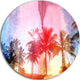 Retro Palm Trees Long View, Landscape Painting Disc Metal Wall Art, 23"