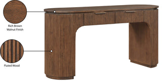 Astrid Solid Wood And Oak Veneer Vanity / Desk / Console Table, Brown