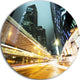 Traffic In Hong Kong At Night, Cityscape Disc Metal Artwork, 11"