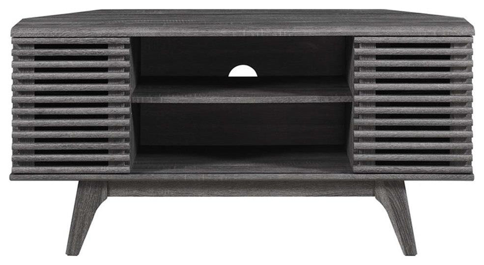 Modway Render 46" Laminate and Particleboard Corner TV Stand in Charcoal