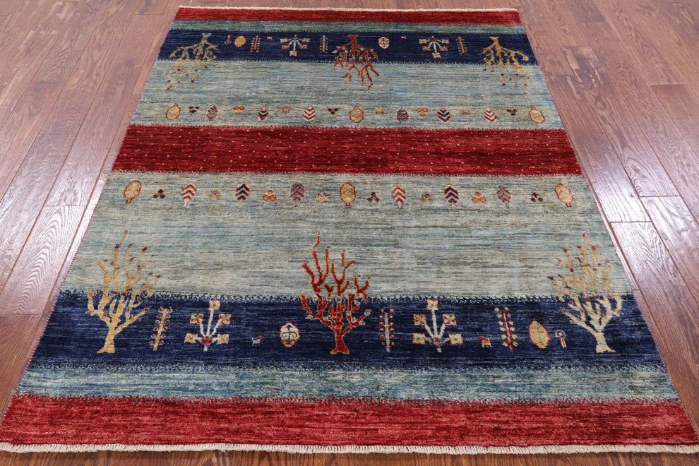 4' 11" X 6' 4" Handmade Tribal Persian Gabbeh Rug Q8078