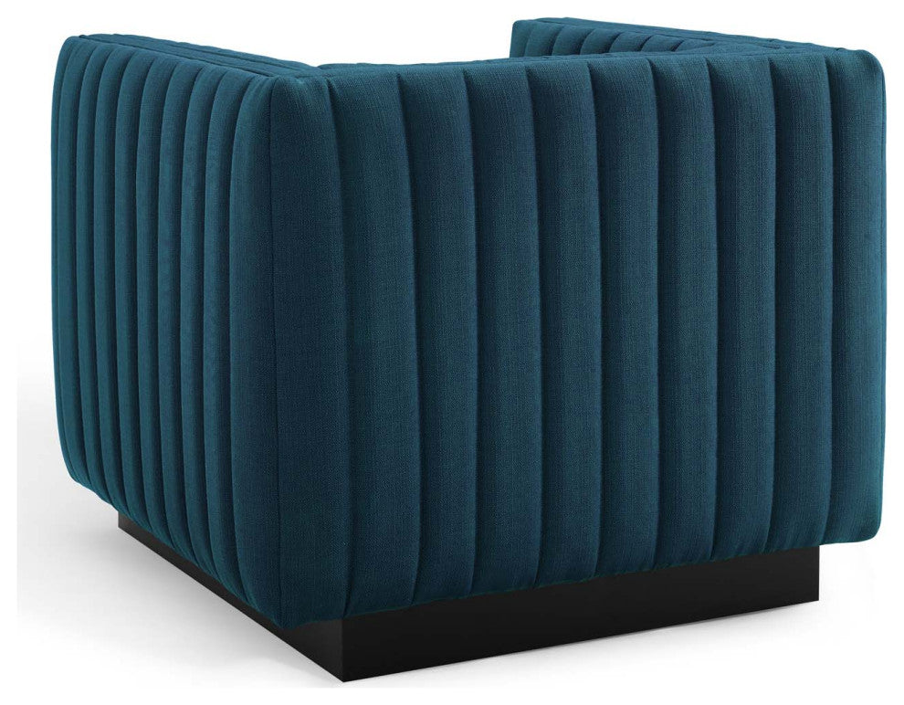 Tufted Armchair Accent Chair, Set of 2, Fabric, Navy Blue, Modern, Lounge