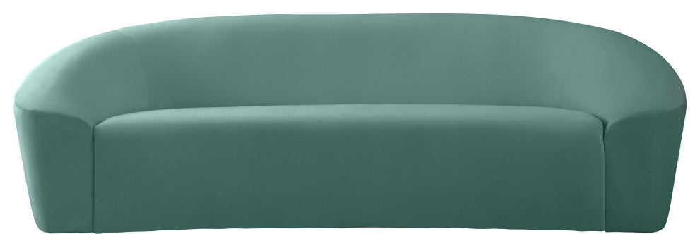 Riley Velvet Upholstered Rounded Sofa, Mint
