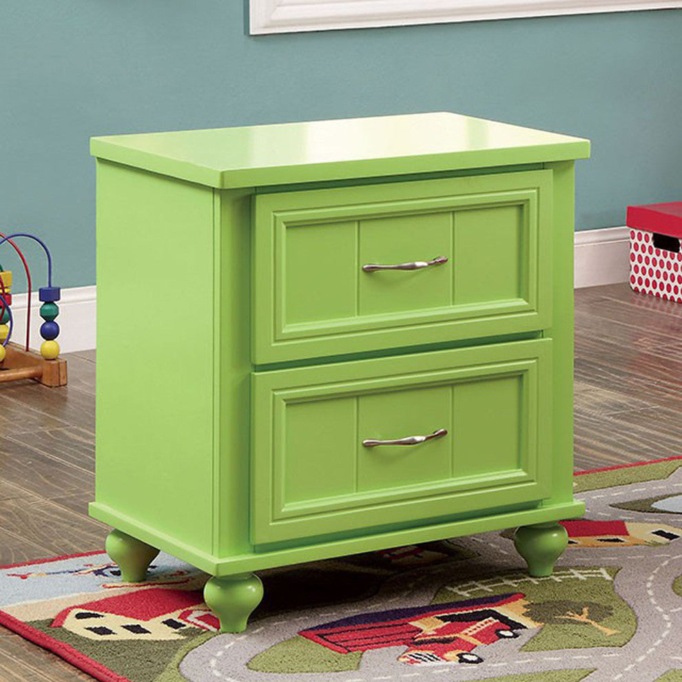 Lacey Contemporary Nightstand, Apple Green Finish