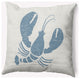18x18" Lobster Nautical Decorative Indoor Pillow, Dusty Smoke and White