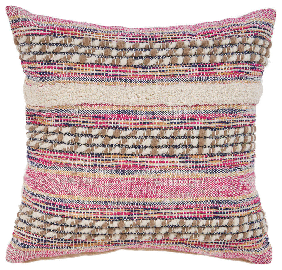 Multicolored Pink Striped Throw Pillow
