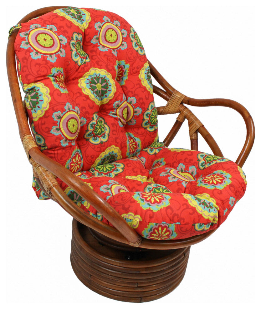 48"X24" Patterned Outdoor Swivel Rocker Cushion, Farrington Terrace Grenadine
