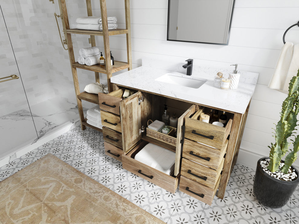 Malibu Mango 48 Single Sink Bath Vanity in Natural 2" Piatra Gray