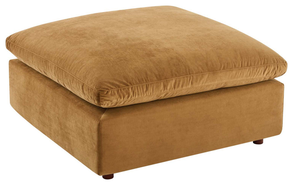 Commix Down Filled Overstuffed Performance Velvet 5Piece Sectional Sofa-Cognac