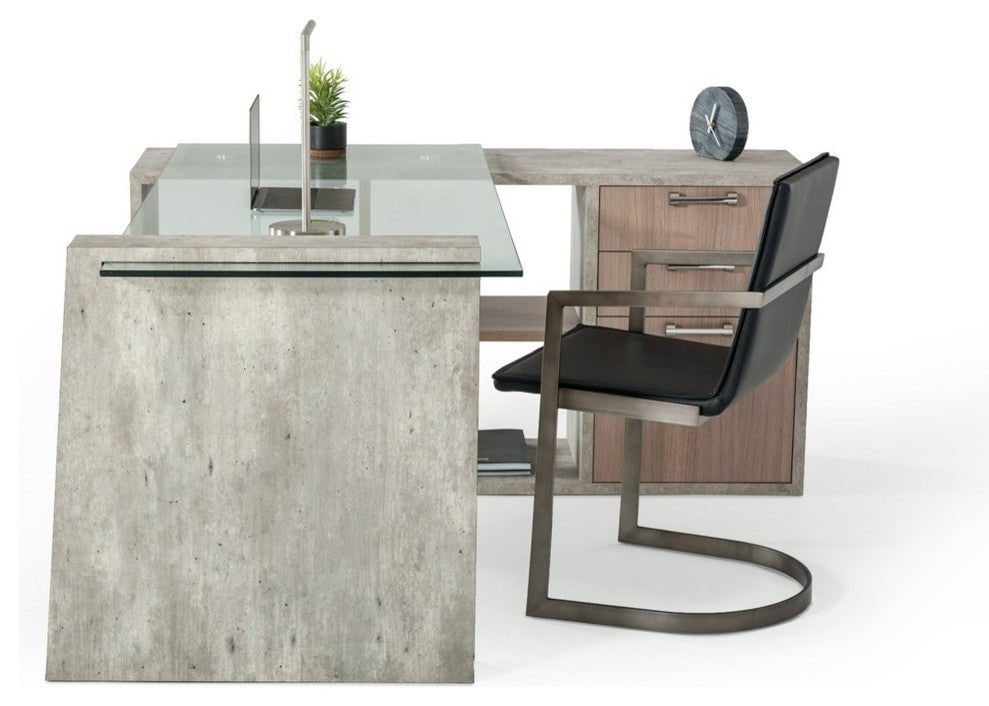 Nova Domus Boston Modern Glass and Concrete Reversible Desk