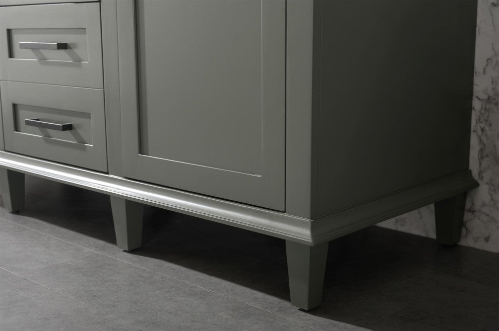 60" Double Sink Vanity Cabinet, Pewter Green