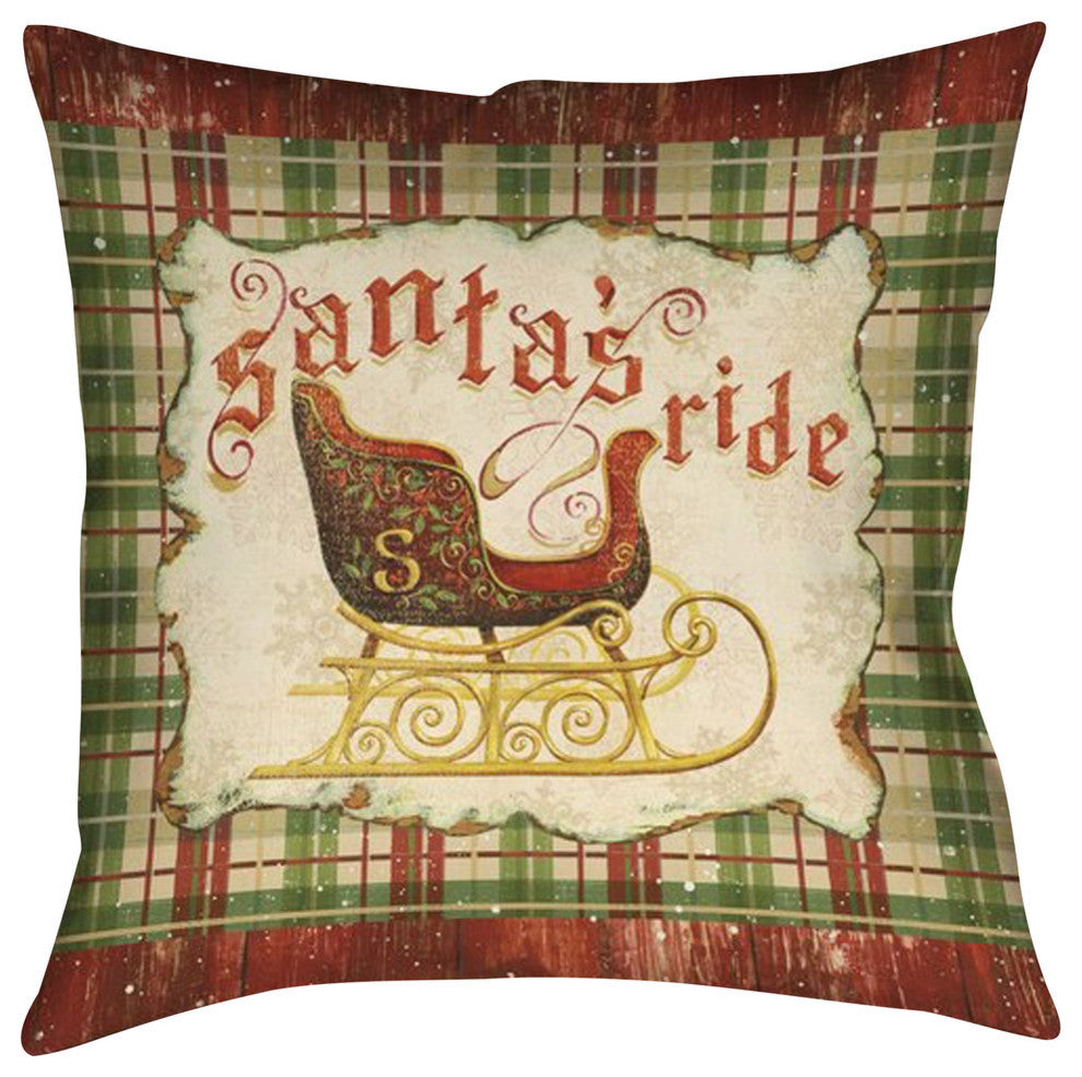 Laural Home Santa's Ride 18" X 18" Indoor Decorative Pillow