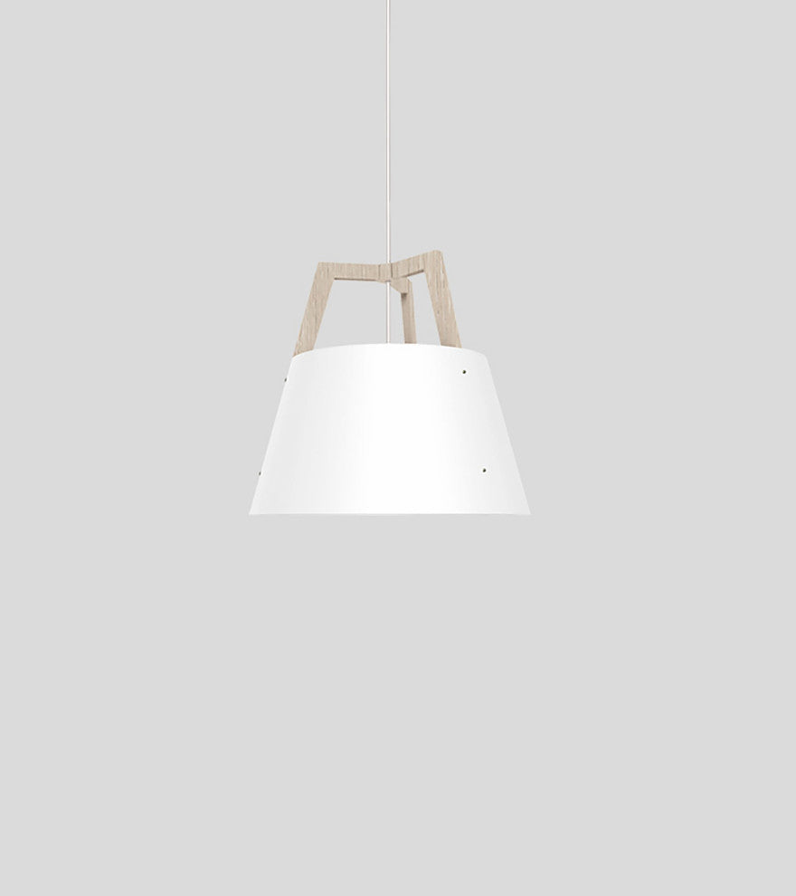 Imber 17" Pendant White Washed Oak, Gloss White, With Diffuser, 3500K LED