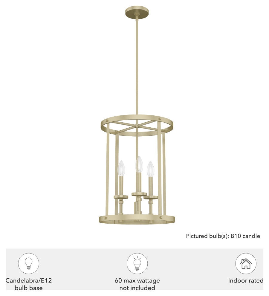 Briargrove Painted Modern Brass 3-Light Chandelier