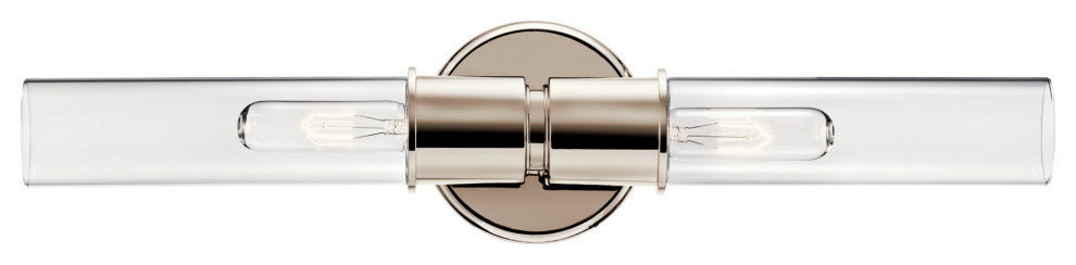 Aviv 24" 2 Light Wall Sconce With Clear Glass, Polished Nickel