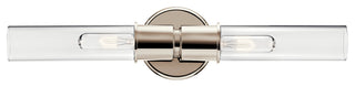 Aviv 24" 2 Light Wall Sconce With Clear Glass, Polished Nickel