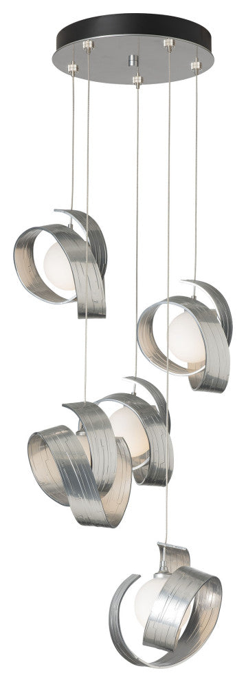 Riza 5-Light Pendant Sterling Opal Glass Standard