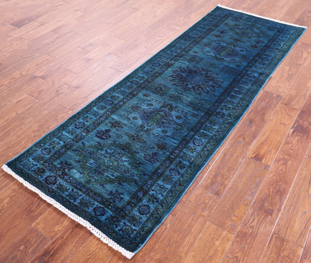 2' 8" X 7' 10" Runner Full Pile Overdyed Kazak Handmade Rug - Q12743