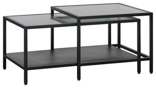 Metal and Fluted Glass Nesting Coffee Tables, Black