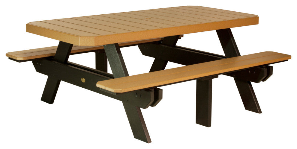 Poly 6' Rectangle Picnic Table, Cedar & Black