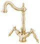Kingston Brass Two-Handle Bathroom Faucet With Brass Pop-Up, Polished Brass