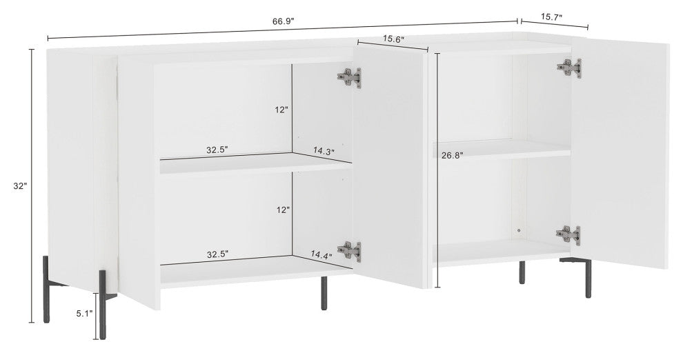 Manhattan Comfort 2-Piece Abbey Bookcase and Sideboard