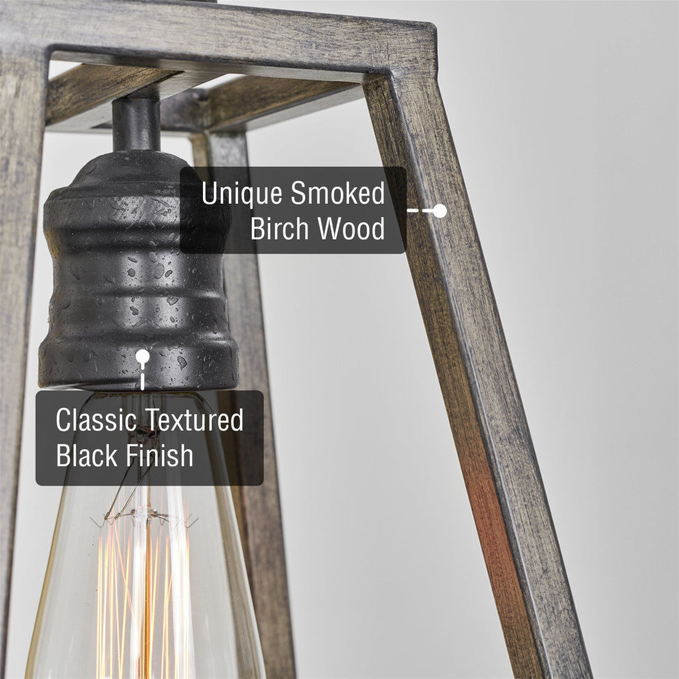 Kira Home Cartwright 10" Farmhouse Ceiling Pendant Light, Gray Oak Wood Style