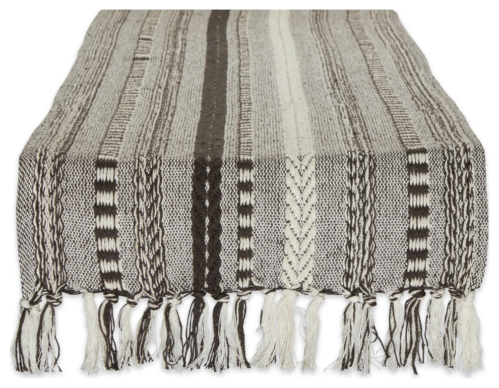 Dark Brown Braided Stripe Table Runner 15x72