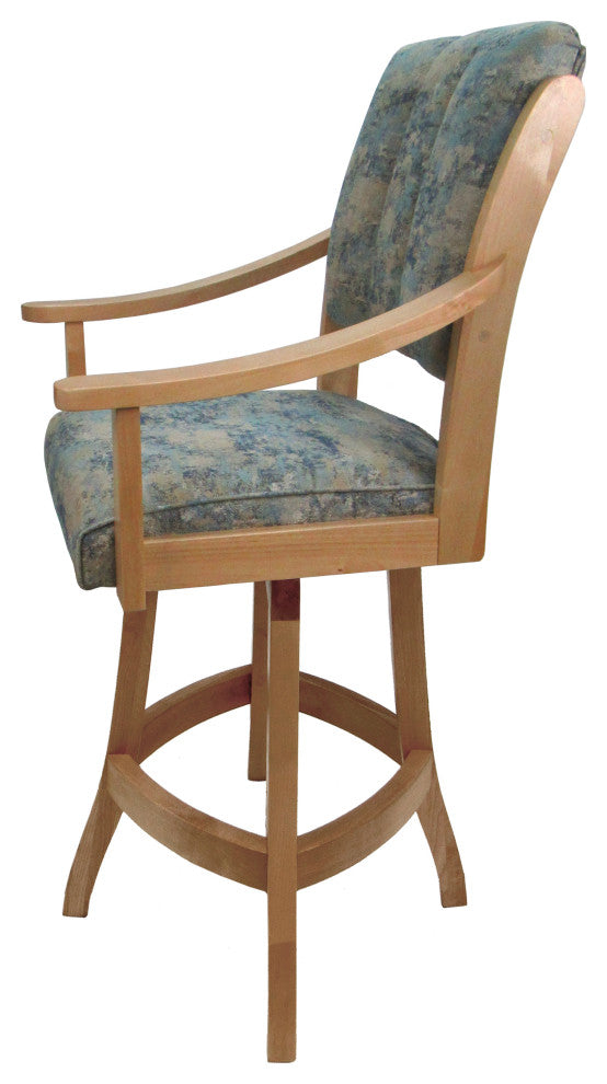 Swivel Counter Wood Bar Stool Casa on S-Base, Poet Sky on Natural, 26"