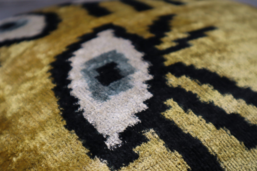 Canvello Handmade Handmade Velvet Silk Evil Eye Throw Pillow With Down Insert