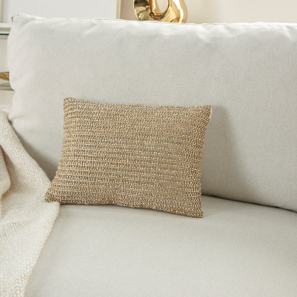 Mina Victory Z0735 Throw Pillow, Gold, 10" X 14"