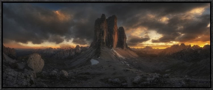 "Tre Cime" Framed Canvas Giclee by David Martin Castan, 31x13