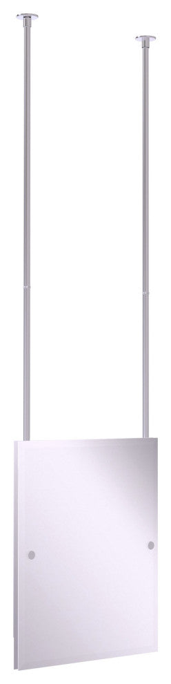 Frameless Rectangle Ceiling Hung Mirror, Satin Chrome