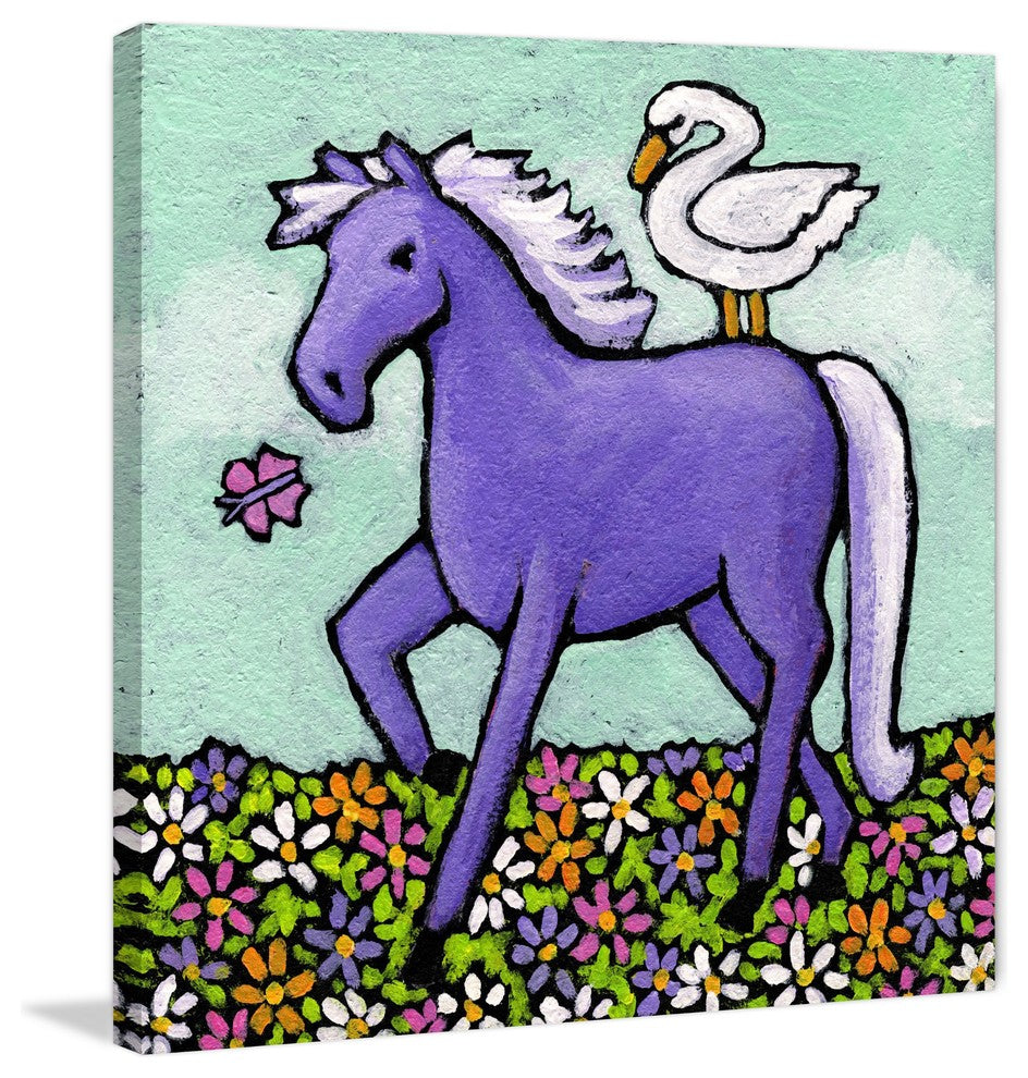 Marmont Hill, "Swan Riding a Horse" by Janet Nelson on Wrapped Canvas, 32x32