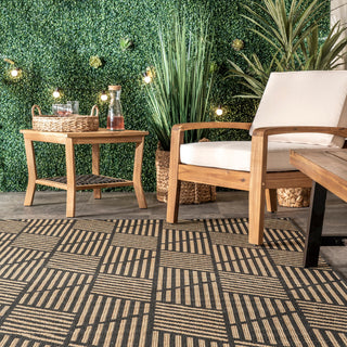Nuloom Leona Geometric Indoor/Outdoor Contemporary Area Rug, Charcoal 4'x6'