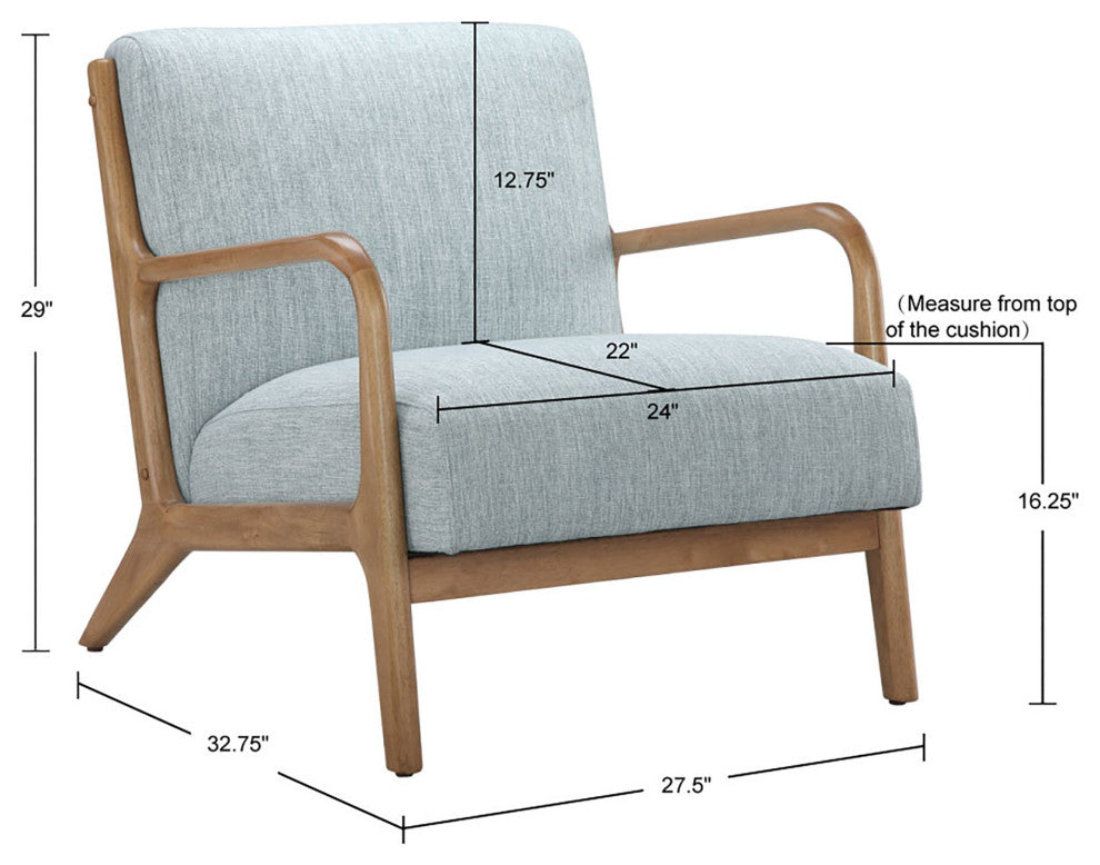 INK+IVY Novak Mid-Century Modern Accent Armchair, Light Blue