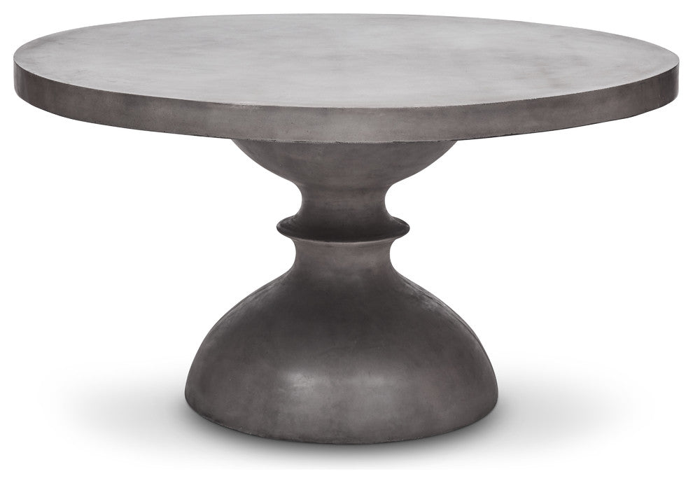 Urbia Mixx Concrete Spindle 59" Round Dining Table, Dark Gray